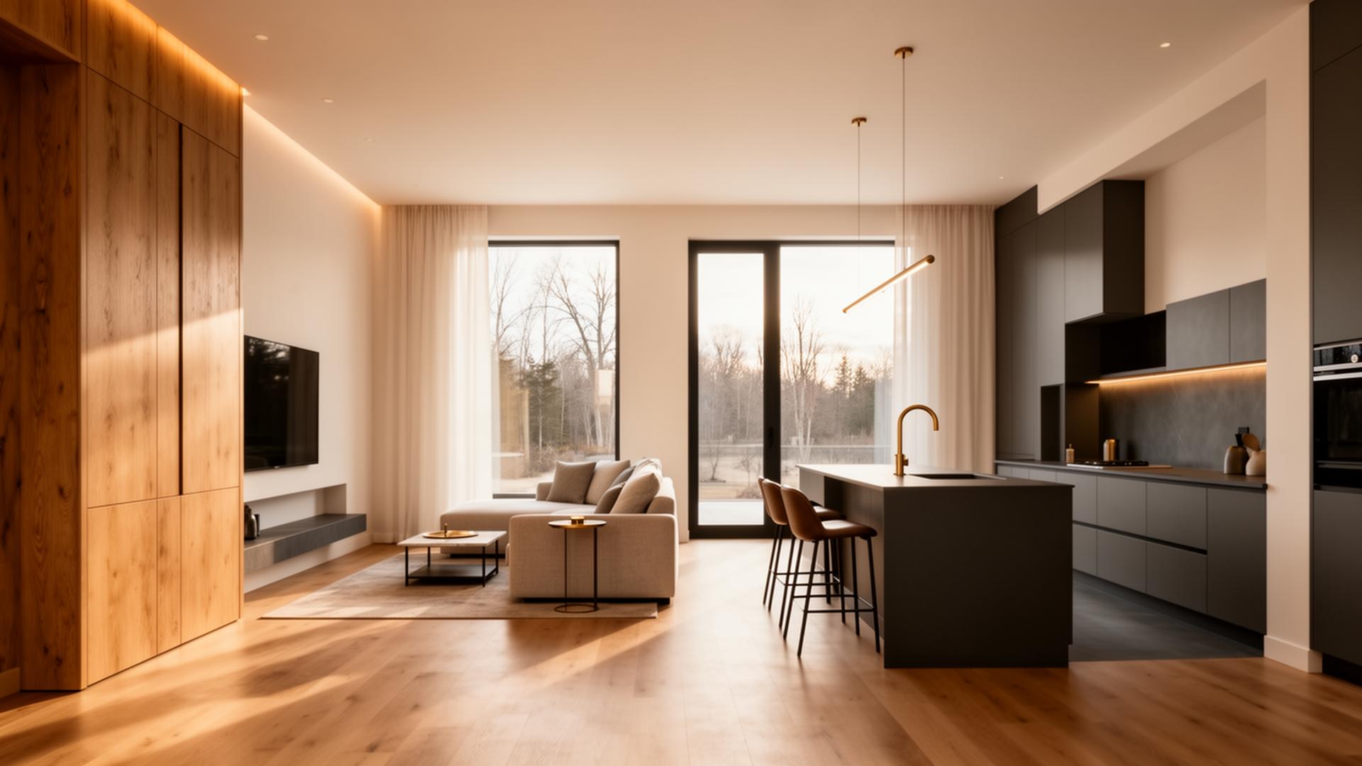 Intérieur résidentiel rénové haut de gamme